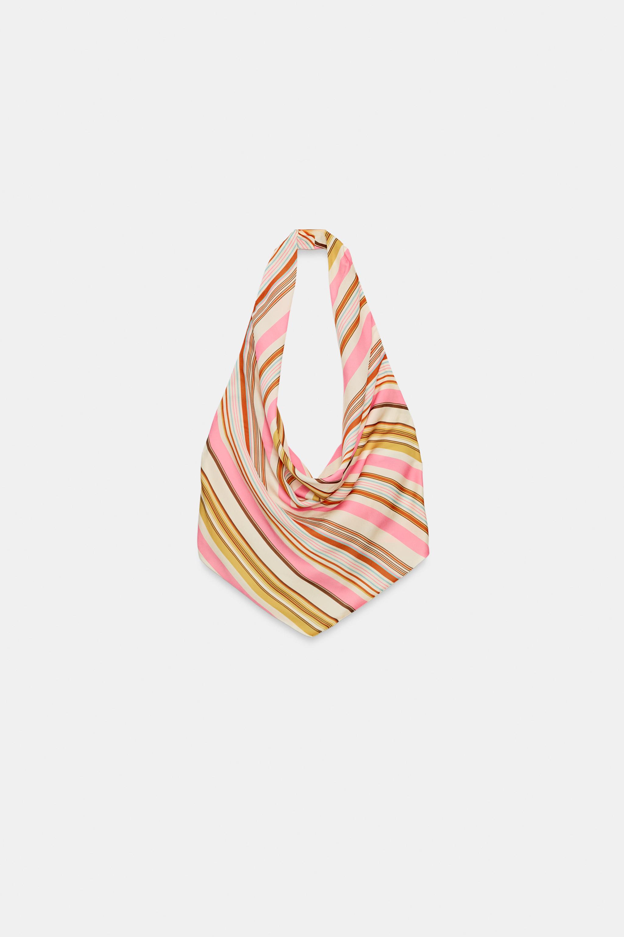 SATIN EFFECT STRIPED HALTER TOP